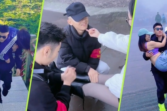 Nghề bế, cõng du khách lên núi gây tranh cãi vì hình ảnh nhạy cảm