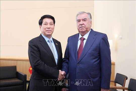 Chủ tịch nước Lương Cường gặp Tổng thống Tajikistan Emomali Rahmon