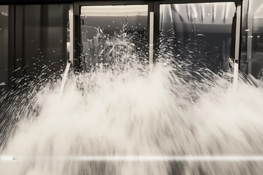 Khoảnh khắc sóng biển phá tung cửa khách sạn ở Hong Kong