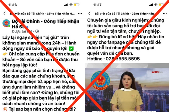 Facebook ‘Bộ Tài Chính – Cổng Tiếp nhận hồ sơ’ có tích xanh là giả mạo