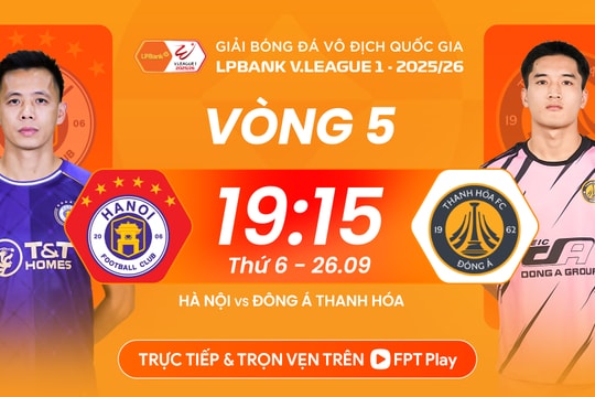 Xem trực tiếp Hà Nội đấu với Thanh Hóa, vòng 5 V.League 2025-2026 trên kênh nào?