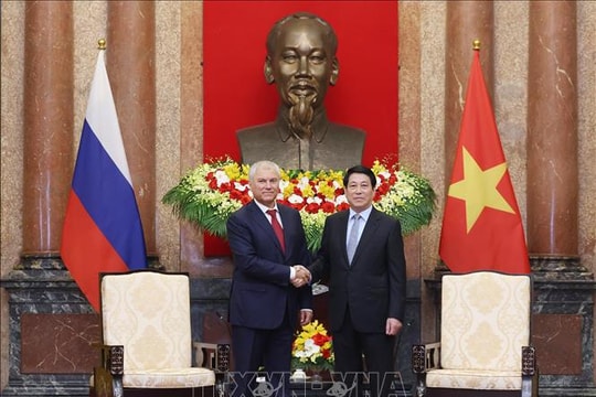 Chủ tịch nước Lương Cường tiếp Chủ tịch Duma Quốc gia Nga Vyacheslav Volodin