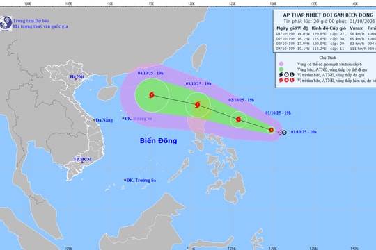 Áp thấp nhiệt đới trên vùng biển phía Đông Philippines với sức gió rất mạnh