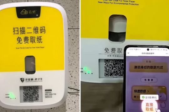 Toilet công cộng ở Trung Quốc yêu cầu xem quảng cáo mới được lấy giấy vệ sinh