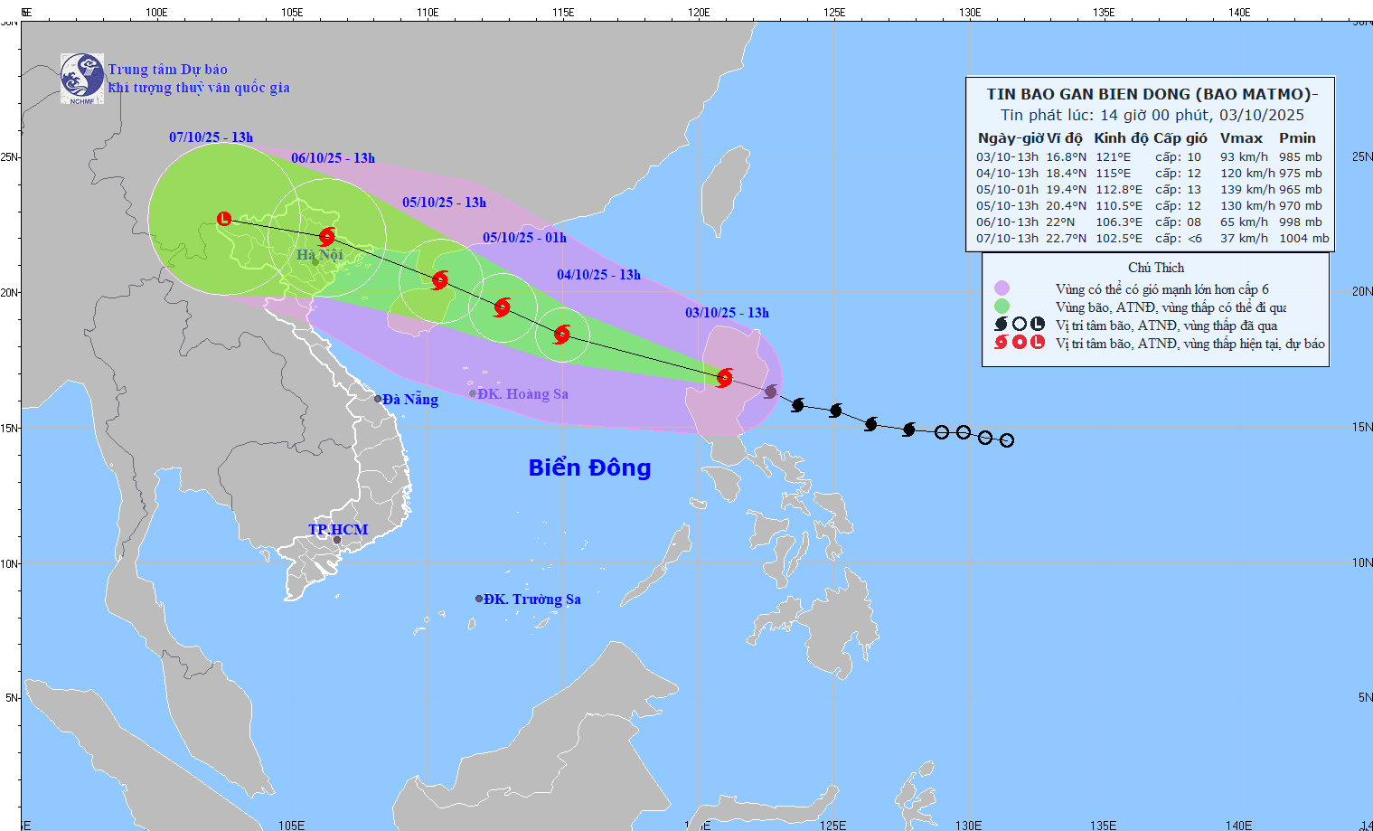 Hai kịch bản của bão MATMO ảnh hưởng đến Việt Nam