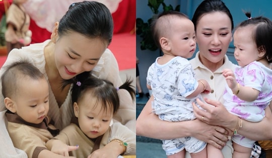 Cặp song sinh nhà Phương Oanh - Shark Bình đáng yêu đón trung thu ở trường