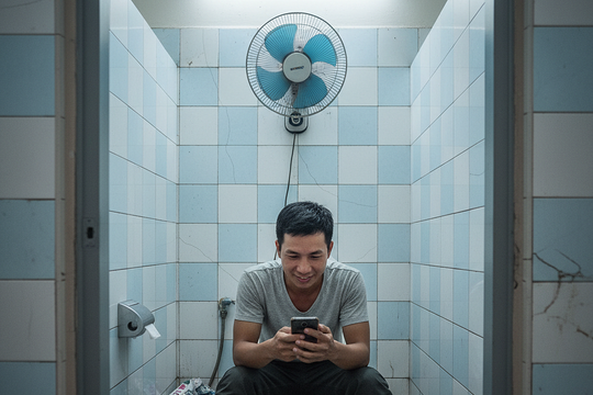 Lắp quạt máy trong toilet 'để ngồi lướt điện thoại cho thoải mái'