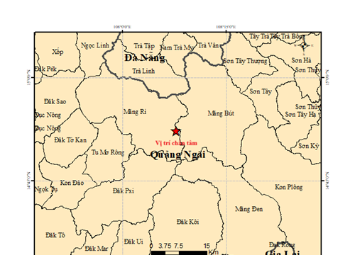 Liên tiếp xảy ra 25 trận động đất tại Quảng Ngãi trong vòng 20 tiếng