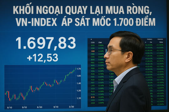 Khối ngoại quay lại mua ròng, VN-Index áp sát mốc 1.700 điểm