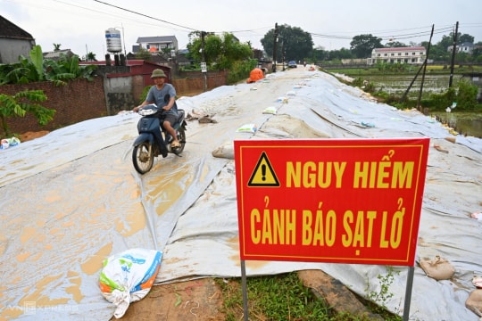 Hàng loạt tuyến đê ở Bắc Ninh bị sạt lở