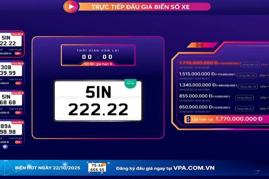 Hơn 62 tỷ đồng thu về sau phiên đấu giá biển số xe ngày 20/10/2025