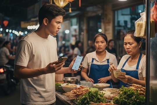 Khách chuyển khoản 500 nghìn rồi bắt chủ quán thối 445 nghìn đồng