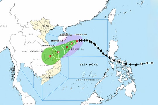 Thời tiết ngày 21/10: Bão số 12 mạnh cấp 10 hướng vào miền Trung