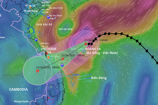 Bão Fengshen cách Đà Nẵng 390 km