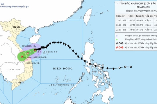 Bão số 12 tiếp tục giảm cấp hướng về khu vực ven biển Đà Nẵng đến Quảng Ngãi
