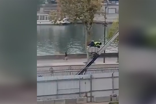 Khoảnh khắc nghi phạm tẩu thoát sau vụ cướp bảo tàng Louvre