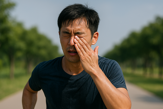 Làm gì khi mồ hôi chảy vào mắt?