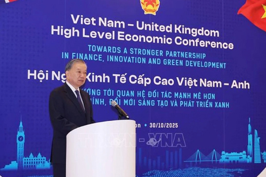 Tổng Bí thư Tô Lâm phát biểu tại Hội nghị Kinh tế cấp cao Việt Nam - Anh