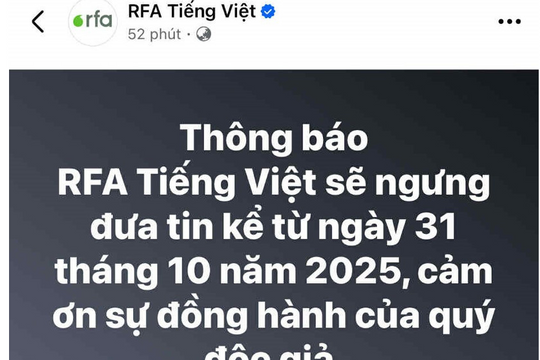 Đài RFA thông báo tạm ngừng hoạt động do Chính phủ Mỹ đóng cửa