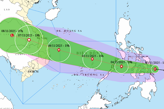 Bão Kalmaegi có thể gây giông lốc từ ngày 6/11