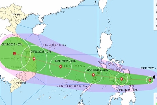Bão Kalmaegi tăng ba cấp, ngày 5/11 vào Biển Đông