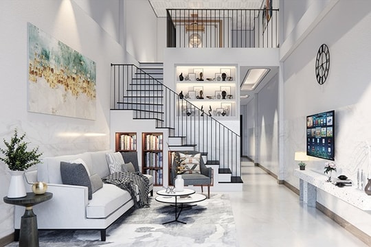 Những mẫu phòng khách gác lửng đẹp, tiện nghi