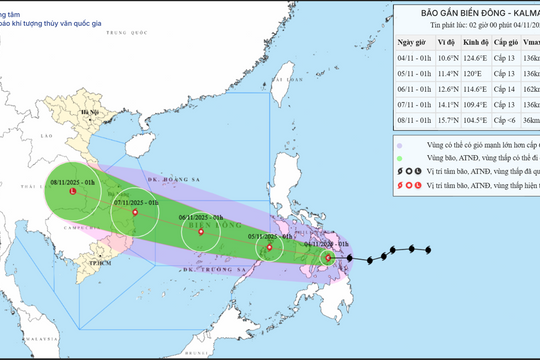 Bão KALMAEGI tăng cấp, tiếp tục hướng về khu vực giữa Biển Đông