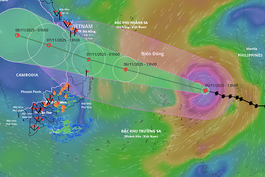 Bão Kalmaegi mạnh lên cấp 14, có thể gây mưa trên 600 mm