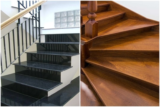 Bậc cầu thang nên ốp gỗ hay đá?