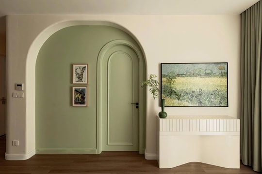 450 triệu đồng hoàn thiện căn hộ 80 m2 với màu sắc quả bơ