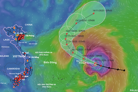 Bão Fung-Wong mạnh cấp 15, dự báo ngày mai vào Biển Đông