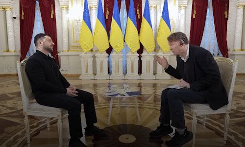 Dinh Tổng thống Ukraine mất điện giữa cuộc phỏng vấn của ông Zelensky