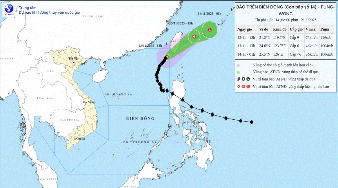 Bão số 14 di chuyển chậm hướng về đảo Đài Loan (Trung Quốc)