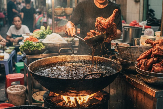 'Cơm gà xối mỡ 35 K lỗ vốn nếu thay dầu chiên mới mỗi ngày'