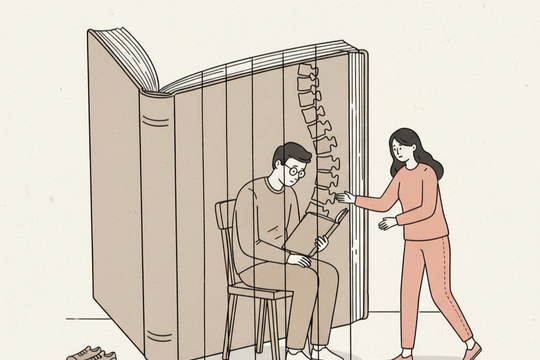 Chồng ngồi lì đọc truyện cả ngày dù đang bị thoát vị đĩa đệm