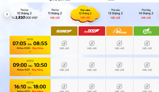 Sân bay Vinh chưa kịp mở cửa, vé máy bay Tết đi Nghệ An đã hết sạch