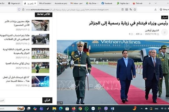 Truyền thông Algeria đồng loạt đưa tin về chuyến thăm của Thủ tướng Phạm Minh Chính