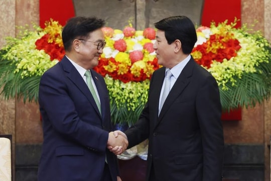 Chủ tịch nước Lương Cường tiếp Chủ tịch Quốc hội Hàn Quốc