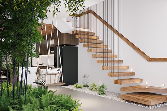Những mẫu thiết kế cầu thang ấn tượng cho nhà lệch tầng