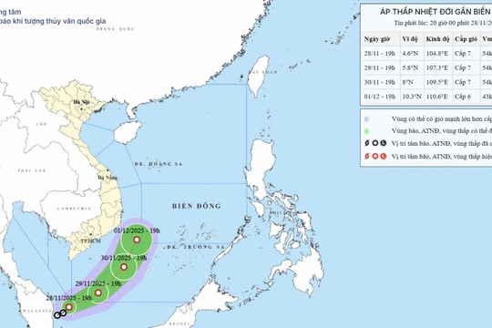 Ảnh hưởng của áp thấp nhiệt đới, khu vực Nam Biển Đông có gió mạnh, sóng cao