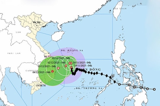 Thời tiết ngày 29/11: Bão số 15 duy trì cường độ mạnh, di chuyển chậm trên khu vực giữa Biển Đông