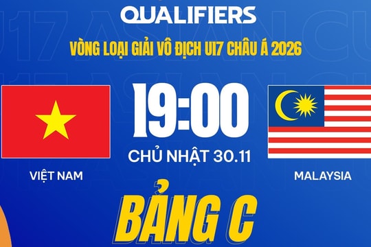 Xem trực tiếp U17 Việt Nam vs U17 Malaysia hôm nay 30/11 trên kênh nào?