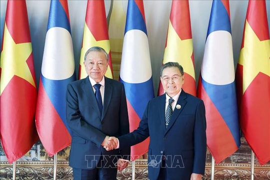 Tổng Bí thư Tô Lâm hội kiến Chủ tịch Quốc hội Lào