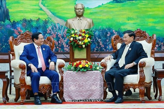 Thủ tướng Phạm Minh Chính hội kiến Tổng Bí thư, Chủ tịch nước Lào