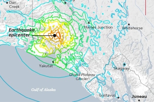 Động đất 7 độ rung chuyển Alaska, kéo theo hơn 20 dư chấn liên tiếp