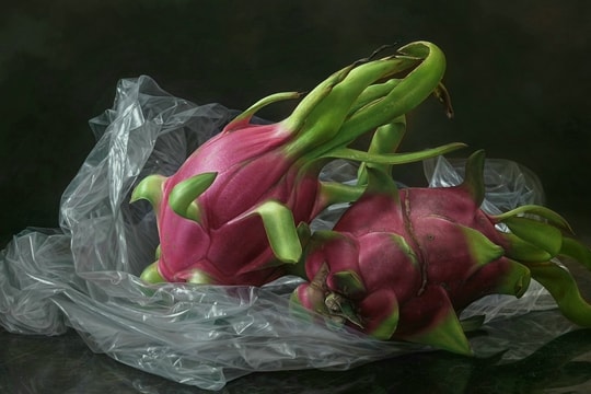 Họa sĩ vẽ trái thanh long, mãng cầu như ảnh chụp