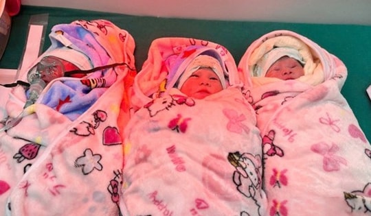 Ca sinh ba tự nhiên hiếm gặp chào đời ở Lạng Sơn