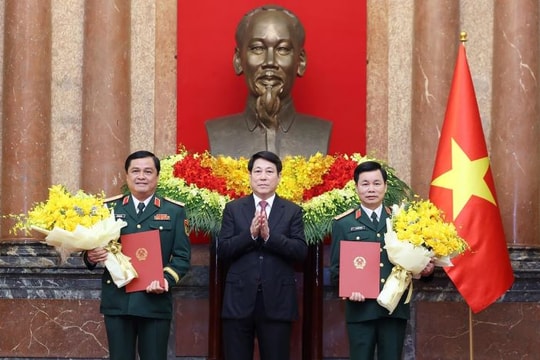 Chủ tịch nước Lương Cường chủ trì lễ trao quyết định thăng quân hàm Thượng tướng