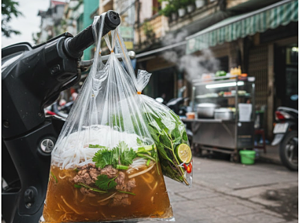 Nghịch lý từ túi nylon đựng phở, bún bò nóng hổi