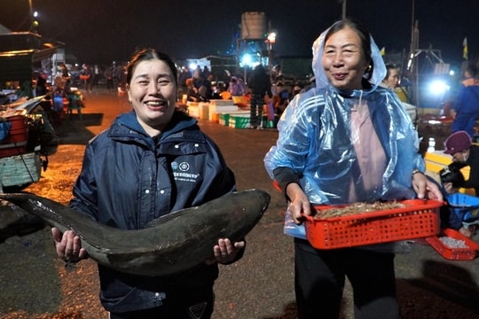 Cảng cá tấp nập từ 4h ngày đầu năm, tiểu thương cười rạng rỡ đón "lộc biển"